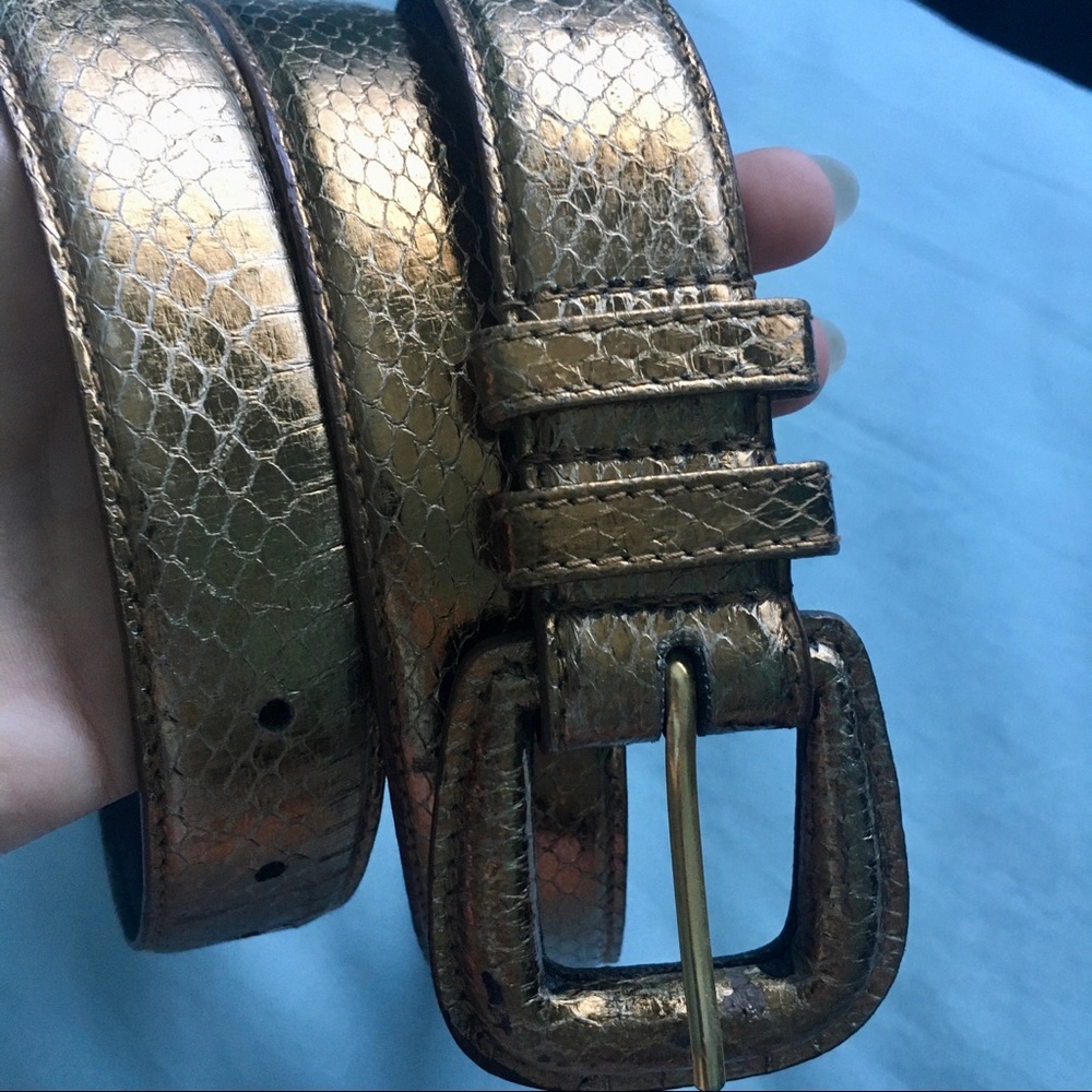 Vintage Metallic Gold Snakeskin Belt
